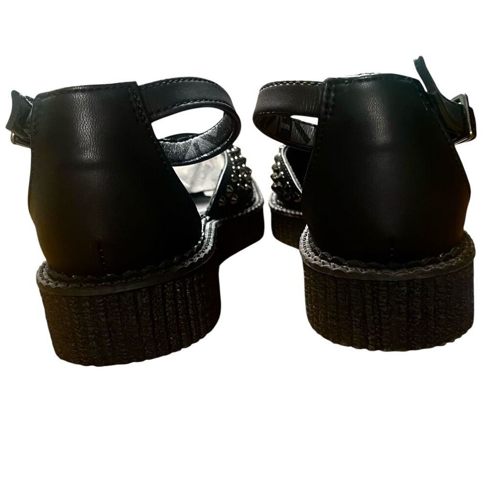 TUK Black Goth Spiked Pointed Toe Platform Mary Jane’s Ankle Buckle Sz 9 NWOB - Picture 4 of 6